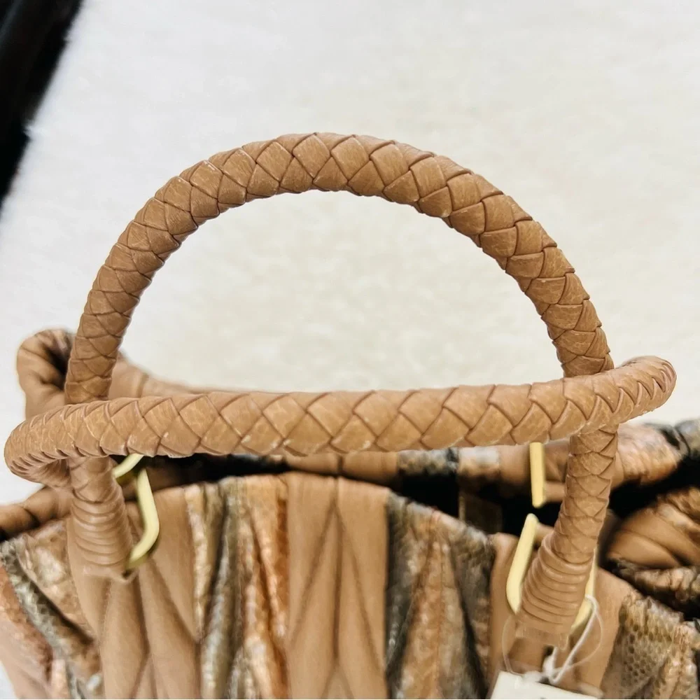Genuine Snake Skin/Grain Brown Leather Handbag/Satchels Bag